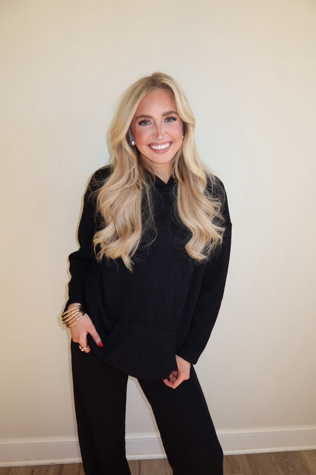 Bree Black Soft Knitted Sweat Suit Set