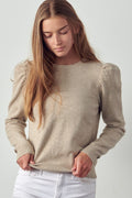 Tiffany Taupe Puff Sleeve Sweater