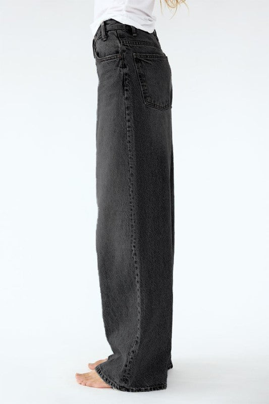 Grayson Gray Cross Button Wide Leg jeans