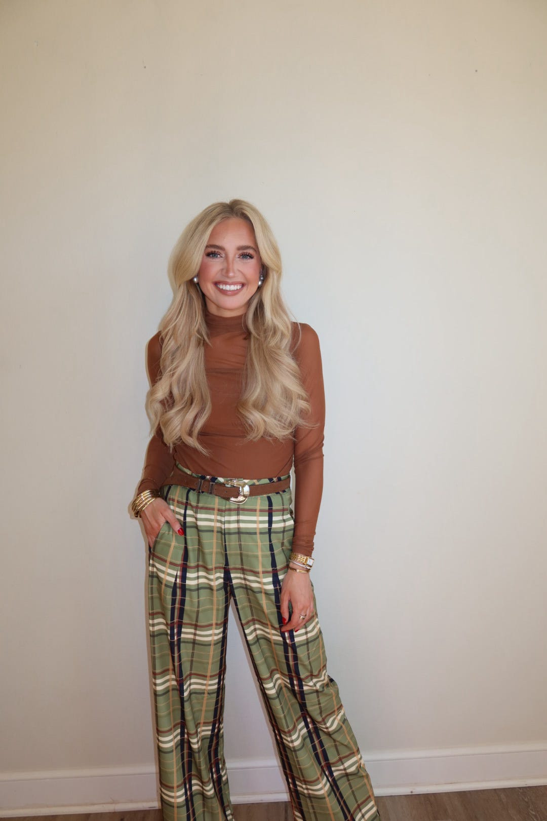 Preslee Plaid Wide Leg Pants