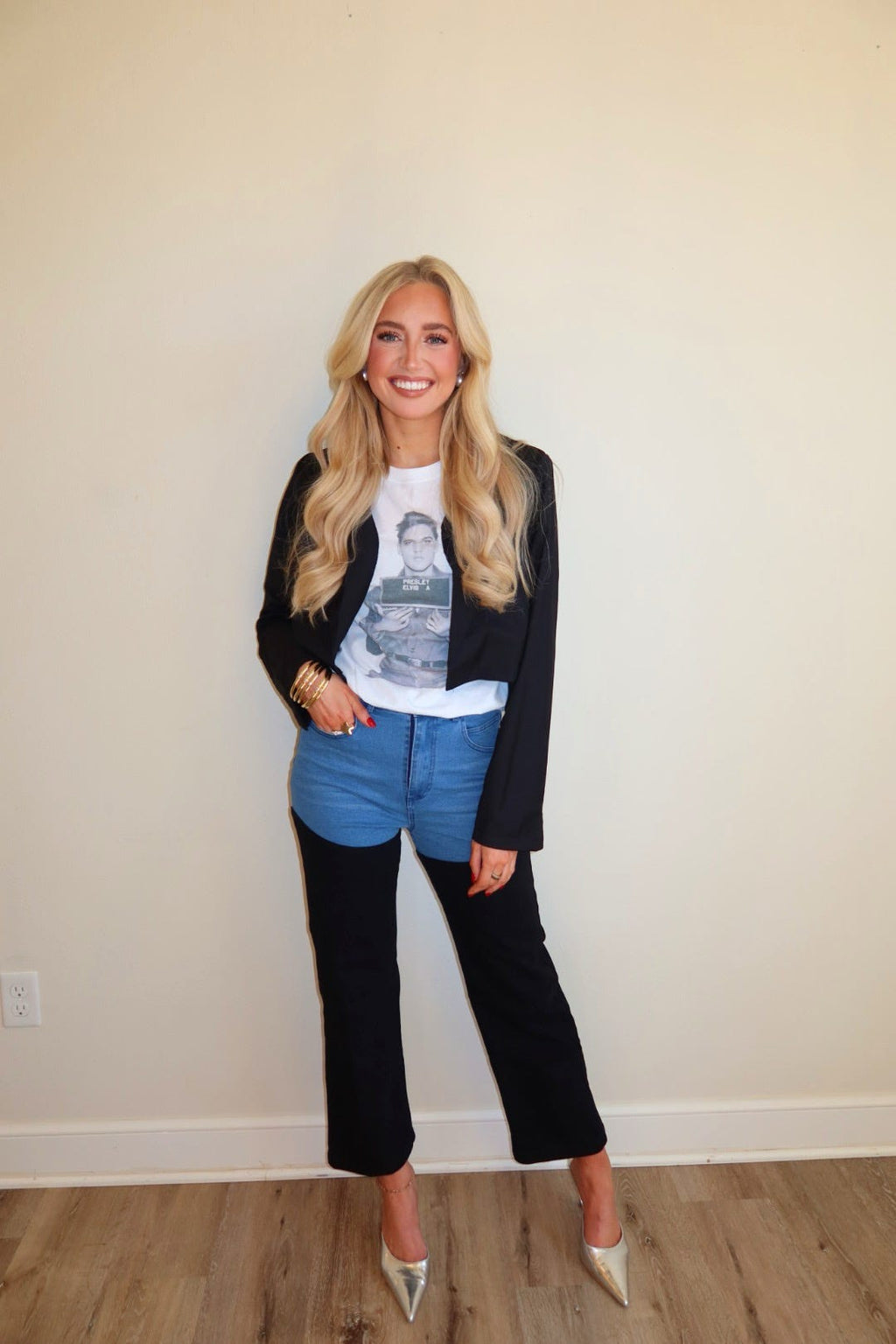 Brynn Black Cropped Collar Blazer