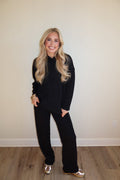 Bree Black Soft Knitted Sweat Suit Set