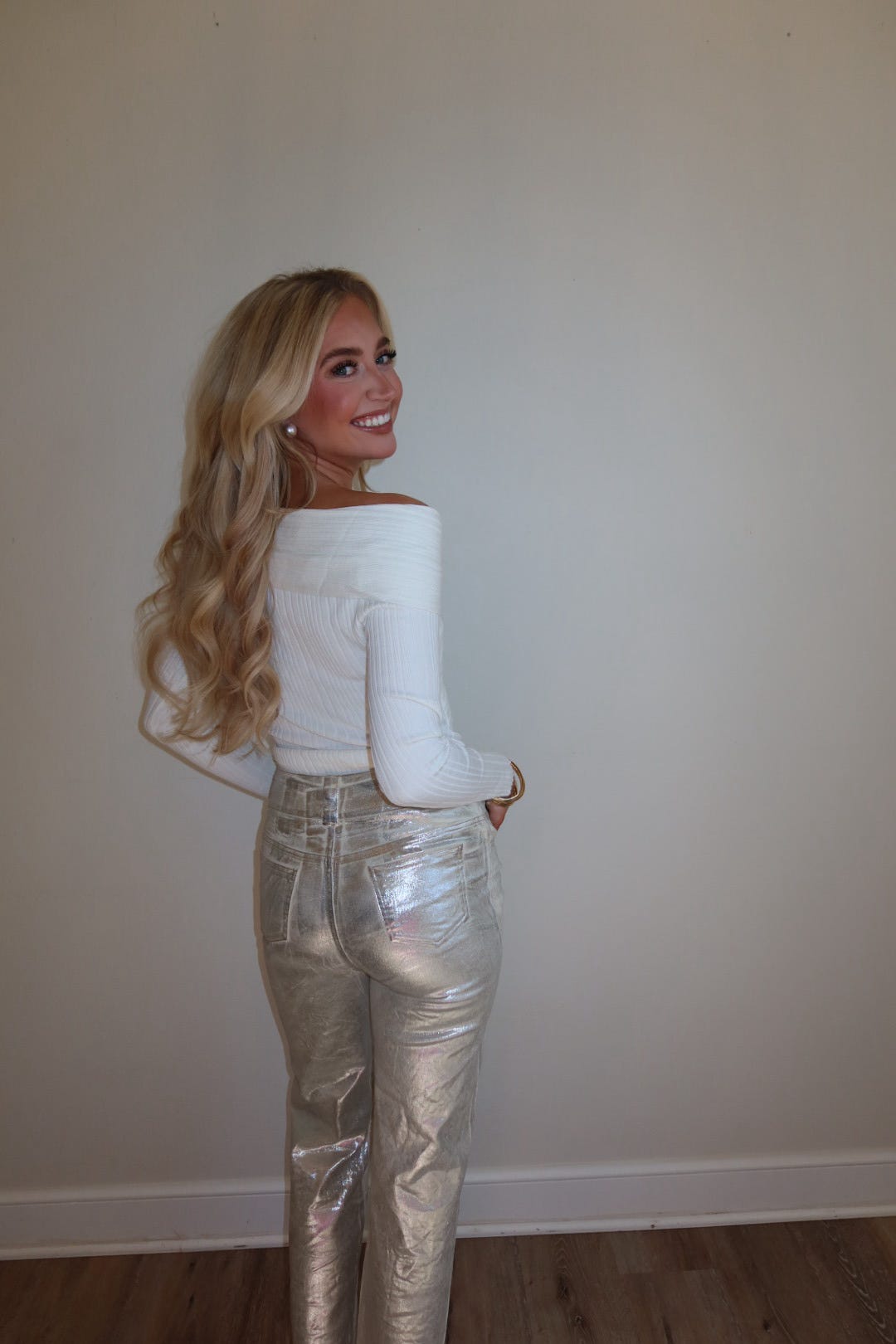 Finley Foiled Silver Boot Cut Pants