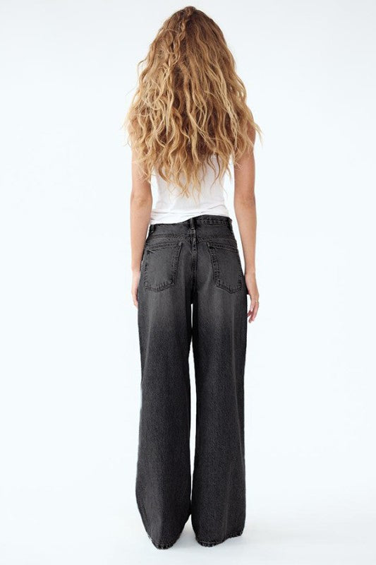 Grayson Gray Cross Button Wide Leg jeans