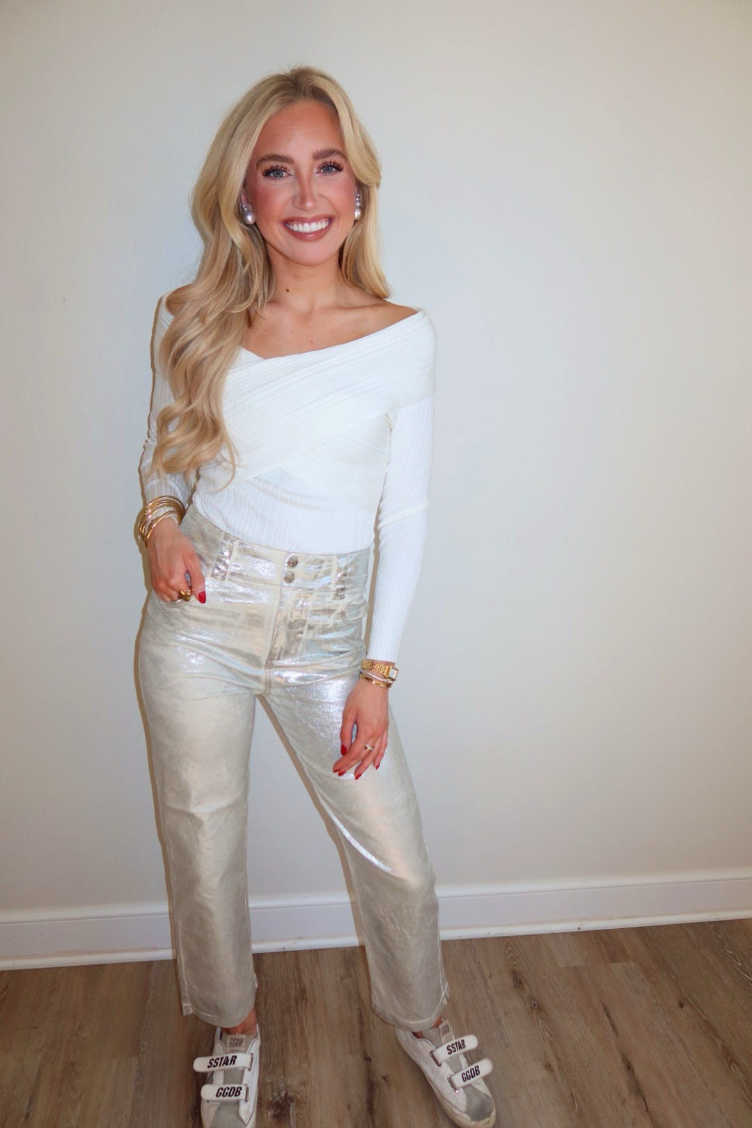 Finley Foiled Silver Boot Cut Pants