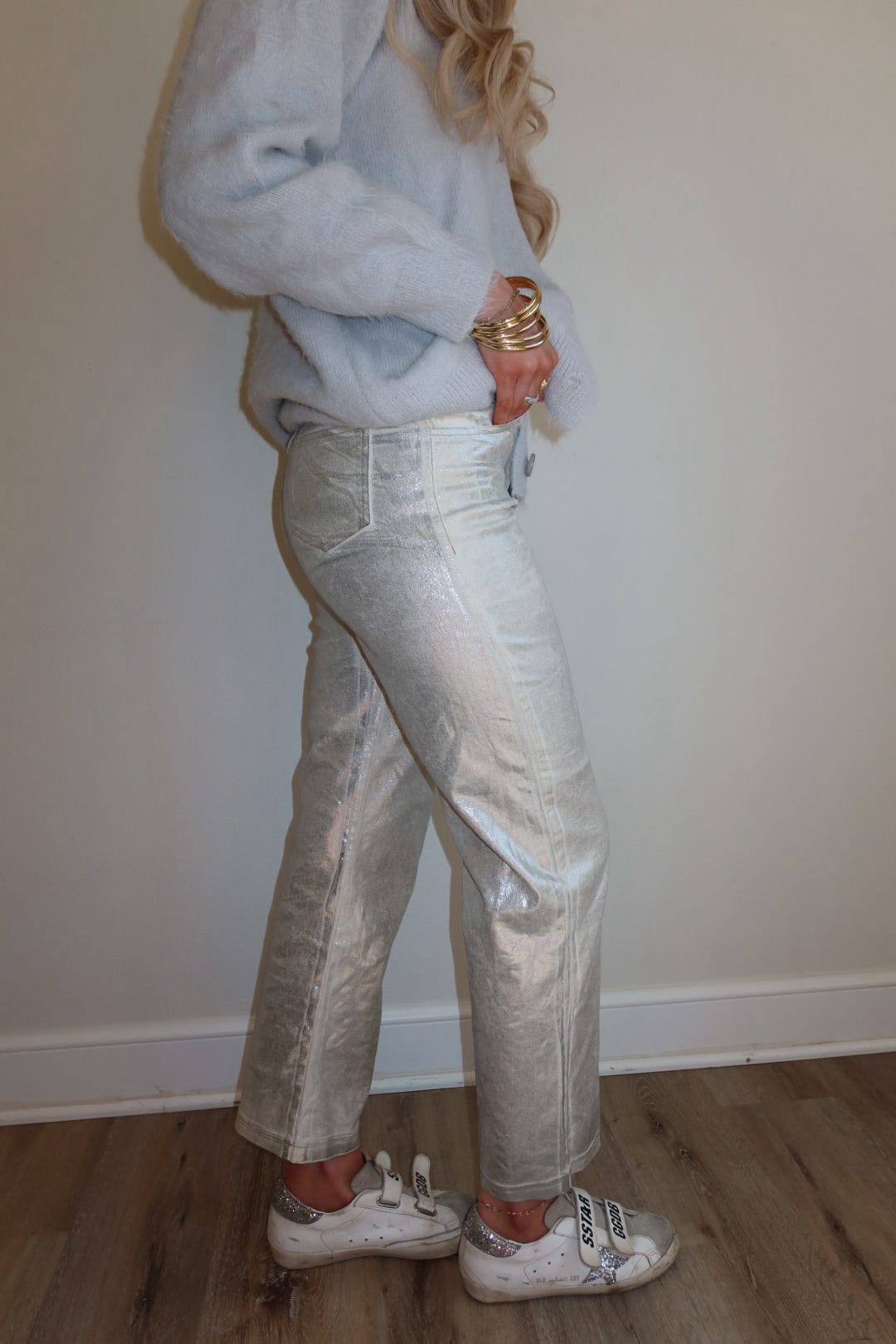 Finley Foiled Silver Boot Cut Pants