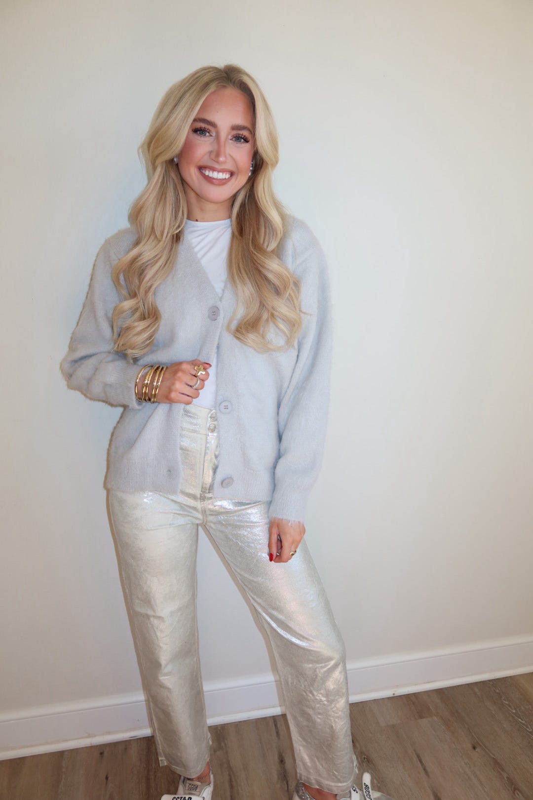 Lexi Light Gray Fuzzy Sweater Cardigan
