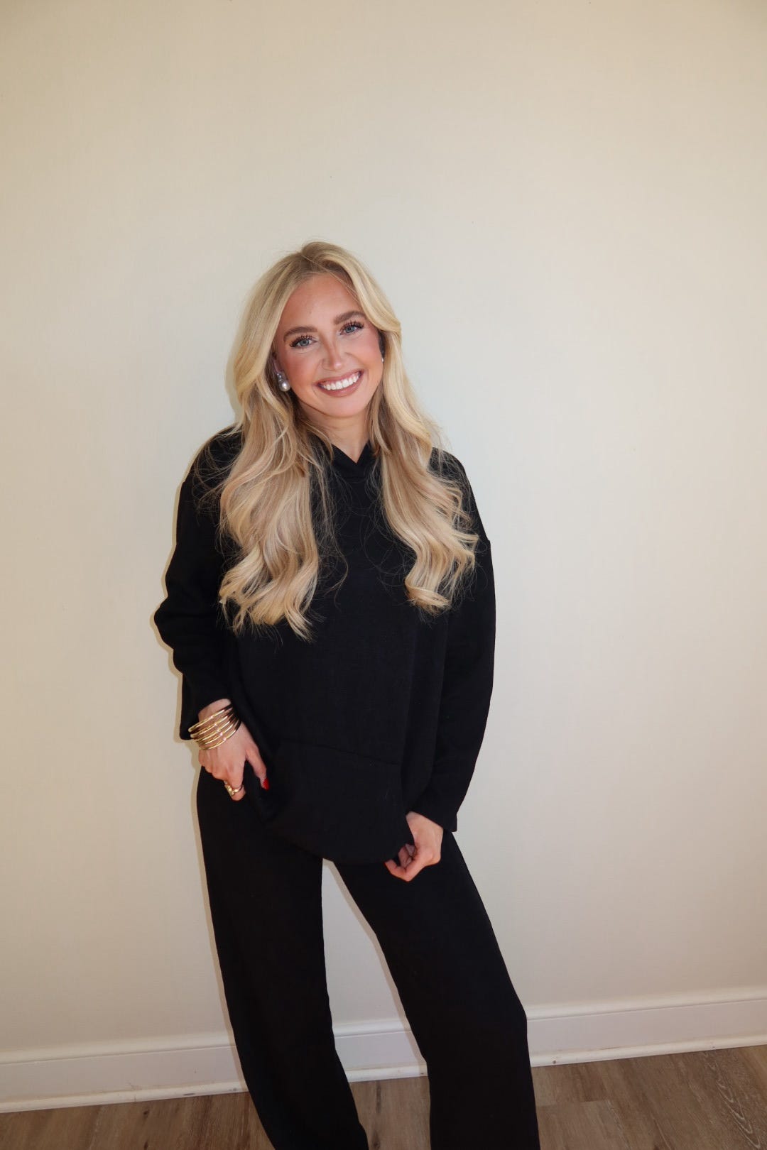 Bree Black Soft Knitted Sweat Suit Set