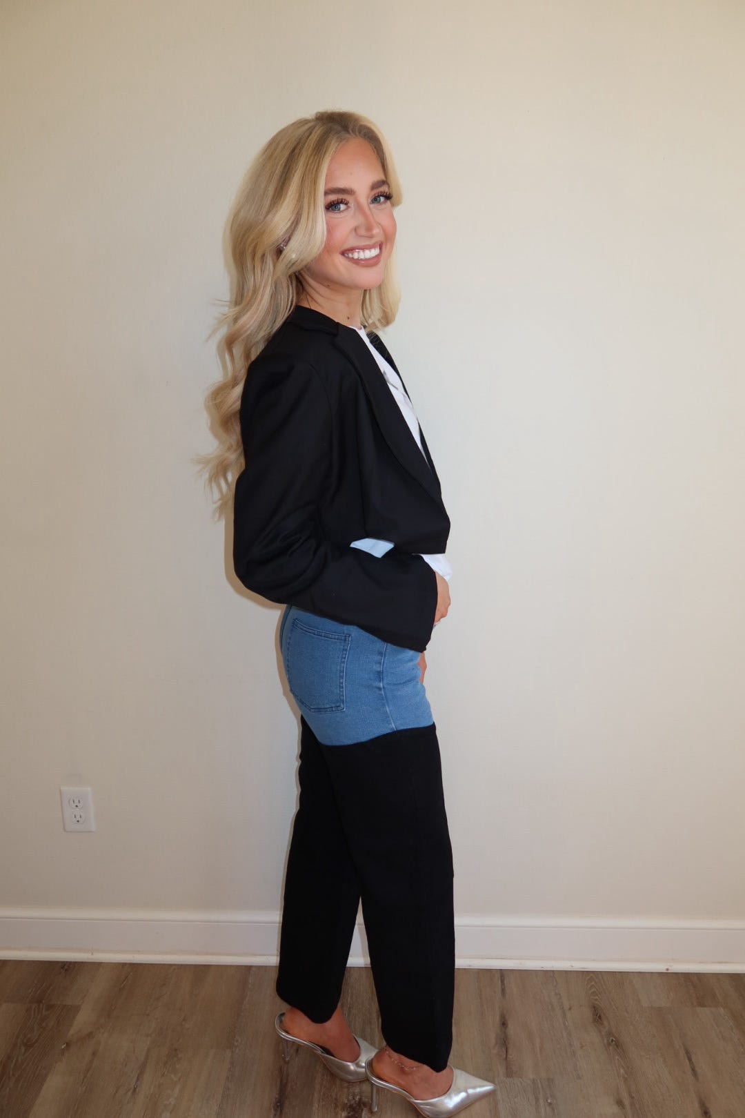 Brynn Black Cropped Collar Blazer