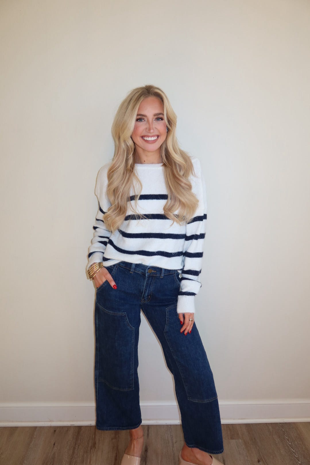 Fallon Front Patch Wide Leg Jeans