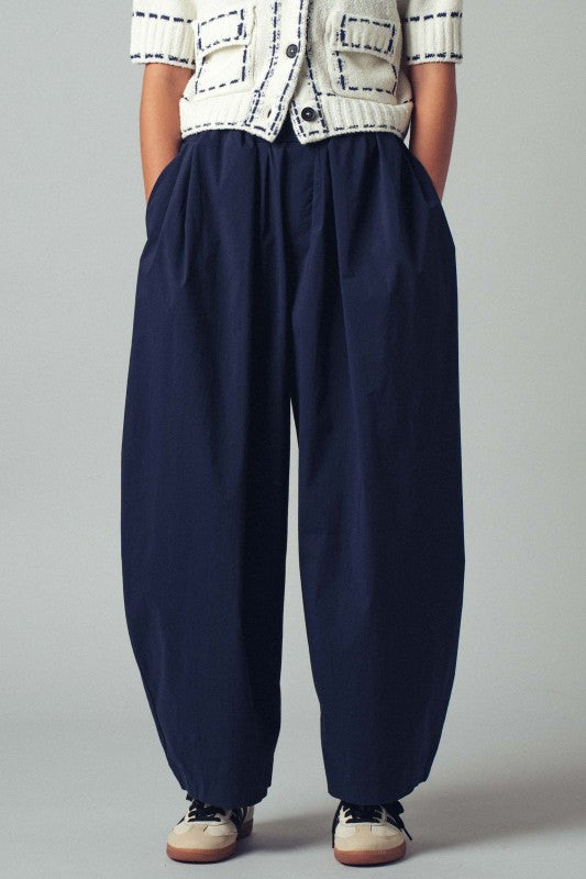 Nicole Navy Barrel Trousers
