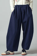 Nicole Navy Barrel Trousers