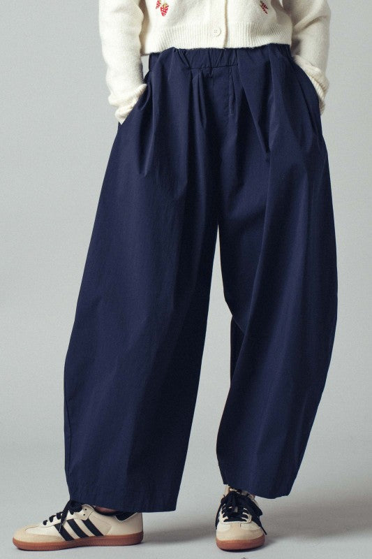 Nicole Navy Barrel Trousers