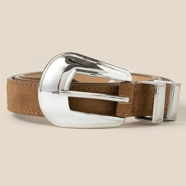 Bliss Brown + Silver Statement Buckle Belt