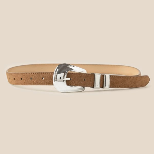 Bliss Brown + Silver Statement Buckle Belt