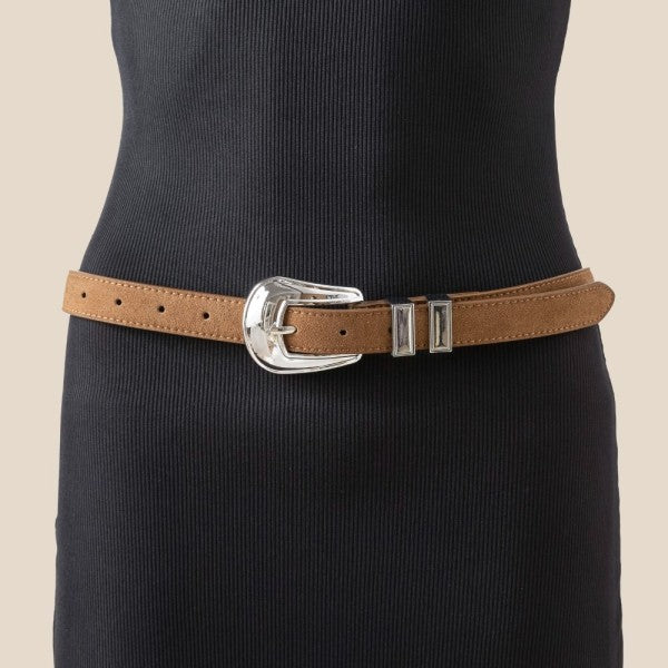 Bliss Brown + Silver Statement Buckle Belt