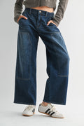 Fallon Front Patch Wide Leg Jeans