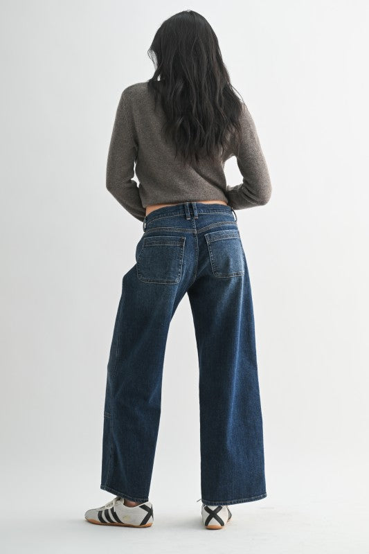 Fallon Front Patch Wide Leg Jeans