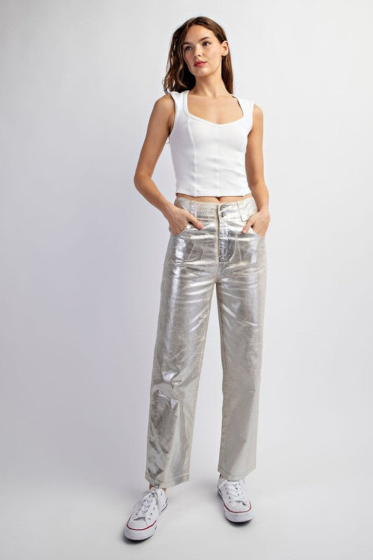 Finley Foiled Silver Boot Cut Pants