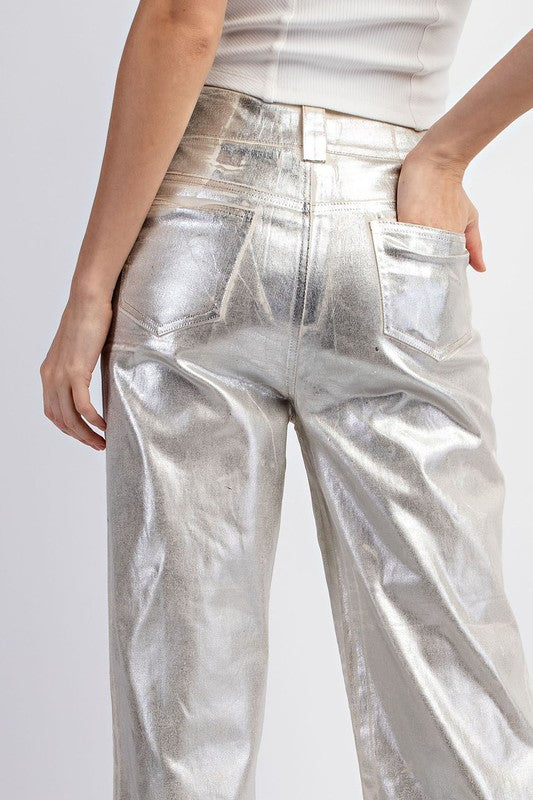 Finley Foiled Silver Boot Cut Pants