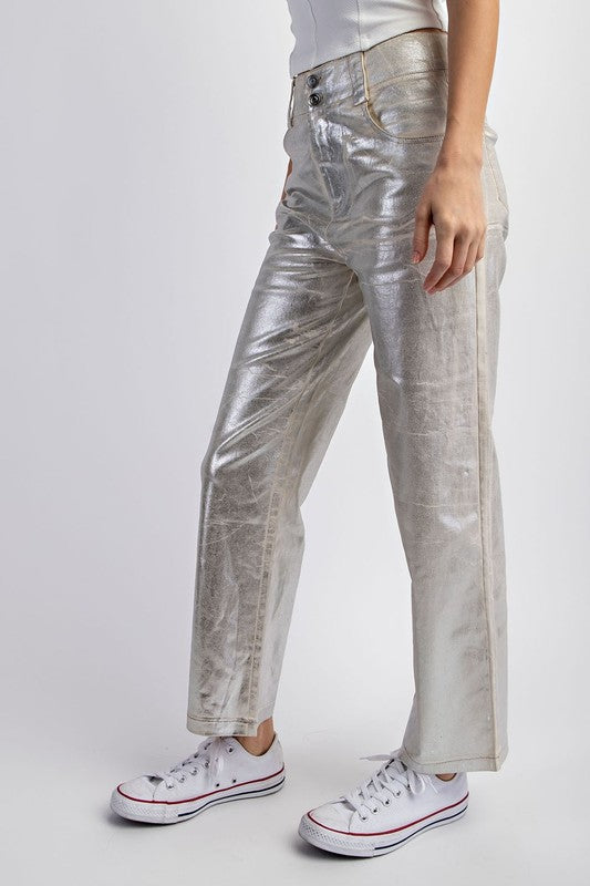 Finley Foiled Silver Boot Cut Pants
