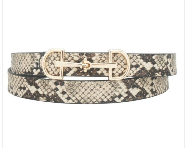 D Ring Horse Bit Buckle Skinny Belt|3 Styles