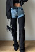 Tara Two Tone High Rise Jeans