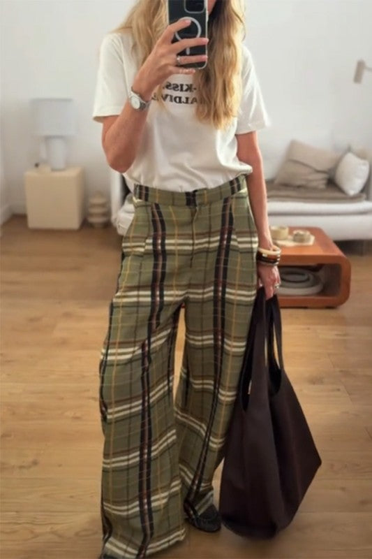 Preslee Plaid Wide Leg Pants