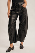 Bristol Black Leather Barrel Pants